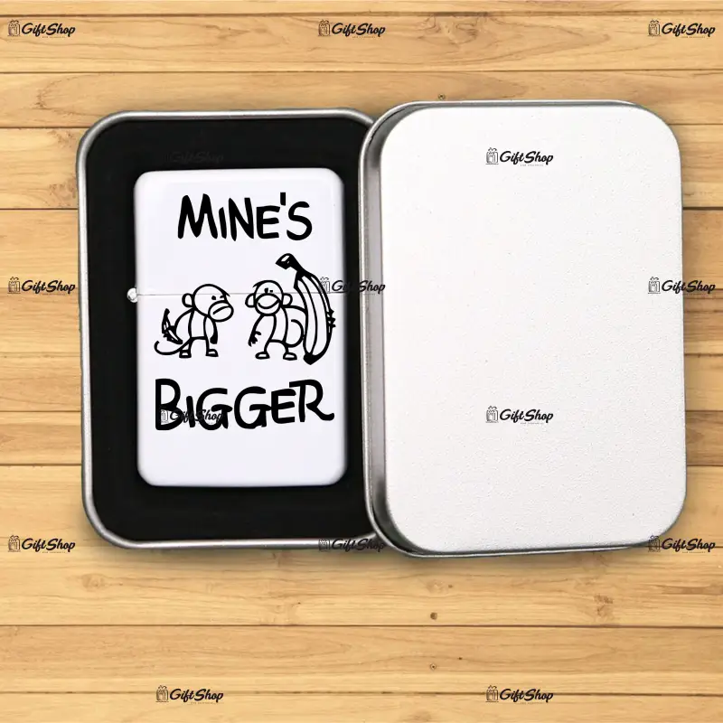 Mine`s bigger, bricheta metalica gravata laser cu mesaj